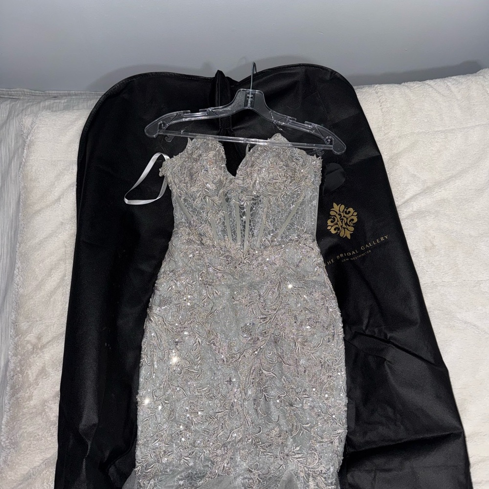 Stunning Silver Embellished Prom Dress